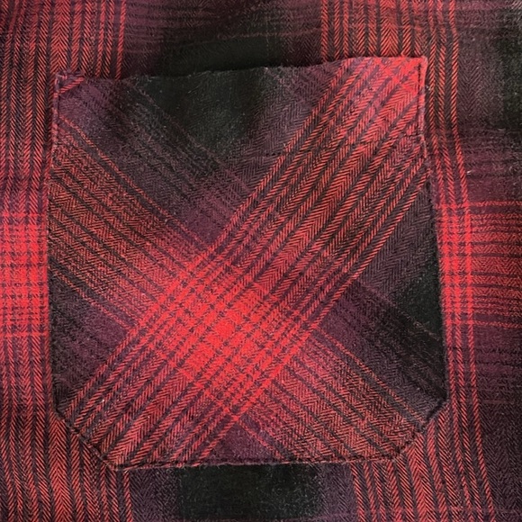 Rebel Rogue Plaid Brushed Cotton Button Up Shirt Magenta Purple Black Size M - Picture 11 of 13